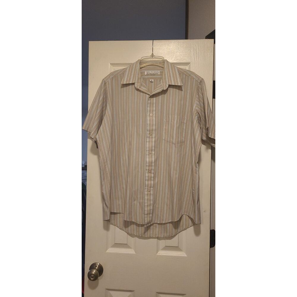 Van Heusen Editions Mens Multicolor Short Sleeve Stripe Button-Down Shirt 16 1/2